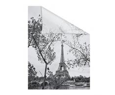 Lichtblick Fensterfolie 100 x 180 cm mit Motiv Paris - Schwarz Weiß, Selbstklebender Sichtschutz ohne Bohren, blickdichtes Fensterdekor, für alle Glasflächen