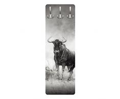 Apalis 79545 Wandgarderobe Staring Wildebeest | Design Garderobe Garderobenpaneel Kleiderhaken Flurgarderobe Hakenleiste Holz Standgarderobe Hängegarderobe | 139x46cm