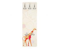 Apalis 78877 Wandgarderobe Floral Giraffe | Design Garderobe Garderobenpaneel Kleiderhaken Flurgarderobe Hakenleiste Holz Standgarderobe Hängegarderobe | 139x46cm