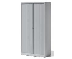 Bisley Rollladenschrank Essentials, mit 4 Fachböden für 5 Ordnerhöhen, Metall, Lg645 Rollladen Lichtgrau, Korpus Lichtgrau, 47 x 100 x 198 cm