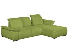 Cavadore Polsterecke Tabagos / Funktionssofa mit Longchair rechts / Modernes Sofa / Sitztiefenverstellung/ Kopfteilverstellung / 283x85-96x187 (B x H x T) /Farbe: Grün
