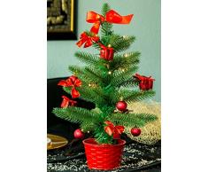 Best Season LED Weihnachtsbaum mit Dekoration, rot, ca. 45cm, Plastik, Grün, 20 x 20 x 45 cm