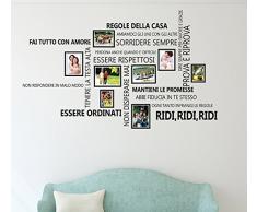 Wallflexi Wand Aufkleber Familie Zitate Italienisches mit Foto Rahmen VogelkÃ¤fig Wandmalereien Aufkleber Home Dekoration Wohnzimmer Kinderzimmer Restaurant Hotel Cafe DÃ©cor, mehrfarbig