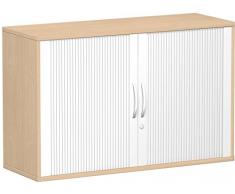 Gera Möbel Schranksystem Flex Querrollladenschrank, Holzdekor, Silber/Buche, 120 x 42.5 x 79.8 cm