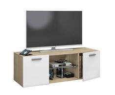 VCM TV Schrank Lowboard Tisch Board Fernseh Sideboard Wandschrank Wohnwand Holz Sonoma-eiche/Weià 40x115x36 cm Jusa