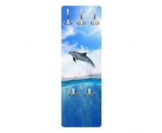 Apalis 79318 Wandgarderobe Playing Dolphins | Design Garderobe Garderobenpaneel Kleiderhaken Flurgarderobe Hakenleiste Holz Standgarderobe Hängegarderobe | 139x46cm