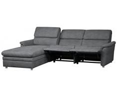 Cavadore Chalsay Sofaecke mit Longchair links inkl. Relaxfunktion und verstellbarem Kopfteil / mit Federkern / Eckcouch im modernen Design / Größe: 252 x 94 x 177 cm (BxHxT) / Farbe: Grau (argent)