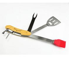 Jim Beam Grillbesteck, Klappbares Barbeque-Set, 5-teilig, silber / braun, 29.5 x 9 x 1.1 cm, JB0173