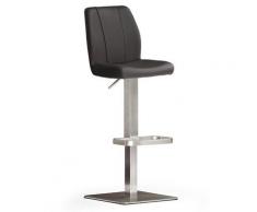 Robas Lund Barhocker Schwarz Leder mit Lehne Barstuhl drehbar 180 Grad, Hocker höhenverstellbar, NA.OMI