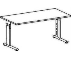 Gera MÃ¶bel C FuÃ Flex Schreibtisch hÃ¶henverstellbar, Holzdekor, weiÃ/silber, 180 x 80 x 72 cm