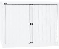 Bisley Rollladenschrank Eurotambour, 2 Fachböden, 2,5 OH, B 1200 mm, Metall, Pww696 Rollladen VerkehrsweiÃ, Korpus VerkehrsweiÃ, 43 x 120 x 103 cm