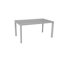 greemotion Tisch Stockholm weiß/grau, Gartentisch mit Glasplatte, hochwertiges Aluminiumgestell, witterungsbeständig und pflegeleicht, Maße ca. 210 x 100 x 75 cm