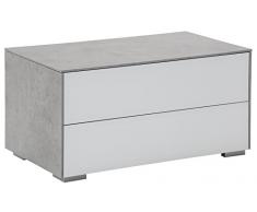 MAJA Möbel Nachtkommode, Holzdekor, Steingrau-WeiÃglas Matt, 81,00 x 46,20 x 41,40 cm