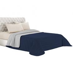 Elegant Q-2P Sommer Steppdecke dunkel blau/hell grau, 100% Mikrofaser, 260x270cm