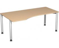 Gera MÃ¶bel 4 FuÃ Flex Schreibtisch, Holzdekor, weiÃ/silber, 180 x 100 x 72 cm