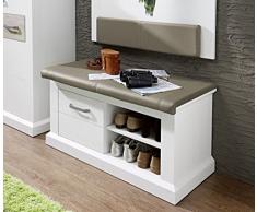 Stella Trading 3041UU60 Landhaus Bank Sitzkommode mit Sitzkissen, Holz, weiß, 100.00 x 42.00 x 51.00 cm