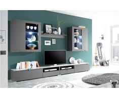 Stella Trading Wohnwand Tiger 2 89-676-CO, Holzdekor, Grau, 280 x 195 x 43 cm