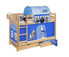 Lilokids Etagenbett Jelle TÃV und GS geprüft Star Wars, Spielbett mit Vorhang und Lattenroste Kinderbett, Holz, blau, 208 x 98 x 150 cm