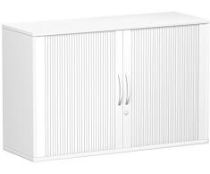 Gera Möbel Schranksystem Flex Querrollladenschrank, Holzdekor, Silber/WeiÃ, 120 x 42.5 x 79.8 cm