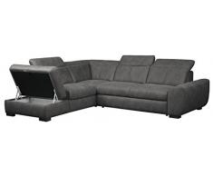 Cavadore Ecksofa Bules mit Bett / Großes Schlafsofa mit praktischem Stauraum / Inkl. verstellbarer Kopfteile / Modernes Design / 274 x 81 x 232 cm (BxHxT) / Kunstleder grau