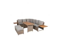 Greemotion Rattan Lounge Set Verona-Loungemöbel mit Esstisch für Garten & Terrasse-Gartenmöbel aus Polyrattan Braun-Beige-Outdoor Loungeset mit Stauraum, 19,2 x 25 x 7,5 cm