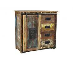 SIT-Möbel Jupiter 11301-98 Brotschrank, Bunt Lackiert, Altholz, Natur, 77 x 38 x 80 cm