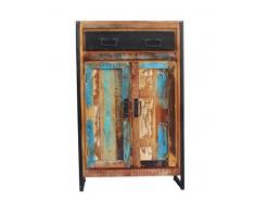 Sit Möbel Bali 3569-98 Hochkommode mit 2 Schubladen, 2 Türen, Mangoholz, Bunt Lackiert, 76 x 35 x 110 cm