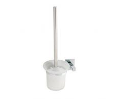axentia WC Garnitur New York zur Wandmontage aus satiniertem Glas - Toilettenbürste mit Wandhalterung - Wand Bürstengarnitur weià - WC Bürste & Behälter Set