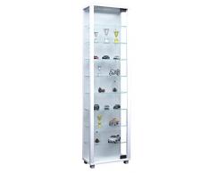 VCM Vitrine Sammelvitrine Glasvitrine Standvitrine Glas Schrank Regal mit Beleuchtung Weià Edana Maxi