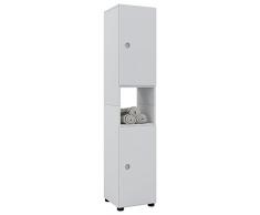 VCM Hochschrank Badschrank Schrank Standschrank Bad Möbel Badezimmer Regal Holz Weià 152 x 31 x 30 cm Intola