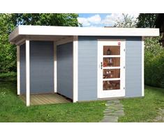 Weka Gartenhaus, Designhaus 172 A Größe 2, 28 mm, ET, Anbau 150 cm ohne RW, grau, 430x375x226 cm, 172.2430.45101