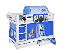 Lilokids Etagenbett Jelle TÃV und GS geprüft Star Wars, Spielbett mit Vorhang und Lattenroste Kinderbett, Holz, blau, 198 x 98 x 150 cm