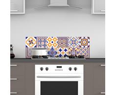 12Â Aufkleber Fliesen | Sticker Selbstklebend FliesenÂ âÂ Mosaik Fliesen Wandtattoo Badezimmer und KÃ¼che | Fliesen KleberÂ âÂ Vintage blauen und orangenÂ âÂ 10Â x 10Â cmÂ âÂ 12-teilig