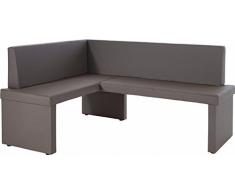 CAVADORE Eckbank rechts MULAN / Moderne Sitzbank mit Lehne in Schlammfarbe / Küchenbank gepolstert / Pflegeleichtes Vintage Lederimitat / Eckbankgruppe langer Schenkel rechts hellbraun / 125 x 165cm / Höhe: 82cm / Tiefe: 54cm