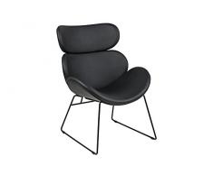 AC Design Furniture Lena Lehnstuhl, Lederimitat, Schwarz7Schwarz, 80 x 69 x 90,5 cm