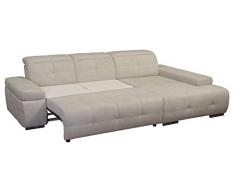 Cavadore Polsterecke Mistrel mit Longchair XL rechts / Eck-Couch mit Schlaffunktion / Bettfunktion / verstellbare Kopfteile / Wellenunterfederung / MaÃe: 273 x 77-93 x 173 cm (B x H x T) / Farbe: Grau/WeiÃ