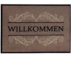 andiamo Schmutzfangmatte Carmen Türmatte Fußabtreter Sauberlaufmatte Willkommen Waschbar bei 30°C Handwäsche Fußmatte, Polyamid, Taupe, 38x58