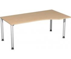 Gera MÃ¶bel 4 FuÃ Flex Schreibtisch rechts hÃ¶henverstellbar, Holzdekor, weiÃ/silber, 180 x 100 x 72 cm