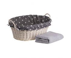 Ovale Weidenschüssel in Beige, Wäschekorb aus Weide, Weidenwanne in Weiß, Weidenkorb in Wanneform