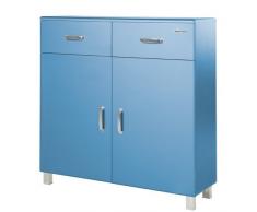 Miami 725701BL Schuhschrank mit 2 Türen und 2 Schubladen, Holz, blau, 37 x 110 x 111 cm
