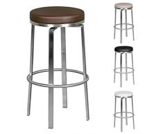 Wohnling Durable M8, Barhocker mit silberfarbenem Edelstahlgestell, Design Hocker mit braunem Kunstlederbezug, Moderner Barstuhl mit FuÃablage, Runder Tresenhocker drehbar für Zuhause