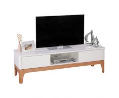 Wohnling TV Lowboard NORA MDF mit Eschefurnier, TV Hifi Regal 150 cm mit 2 Schubladen, Fernsehschrank Skandinavisches Design, Fernsehtisch TV Board mit Ablagefach Kommode weiÃ