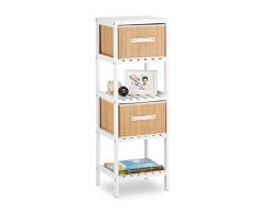Relaxdays Badregal weià mit Aufbewahrungsboxen, als Küchenregal, Ablage für Wohnzimmer, HxBxT: 104,5 x 35,5 x 30,5 cm