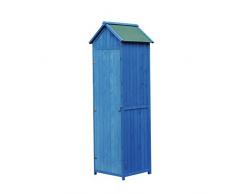 Outsunny Vertikal Utility 3 Einlegeböden Gartenschuppen Holz Outdoor Garten Werkzeug Stauraum Schrank 65 x 67,5 x 214 cm (blau)