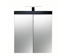 Trendteam Badezimmer Wandspiegel Miami Maine, 72 x 79 x 17 cm in Sardegna Rauchsilber Dekor mit LED Beleuchtung