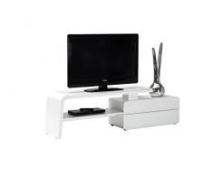 Jahnke SL 4180 WGL/MATT WS T.1-2 TV Lowboard, E1 Spanplatte, lackiert, Sicherheitsglas, Metall, weiÃglas / matt-weiÃ, 180 x 45 x 51 cm