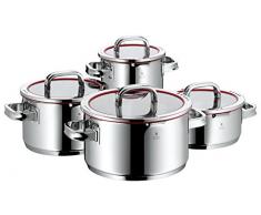 WMF Function 4 Topfset 5-teilig, Cromargan Edelstahl poliert, Töpfe mit Glasdeckel, 4 Abgießfunktionen, Induktionstöpfe, Topf Induktion, Innenskalierung, unbeschichtet