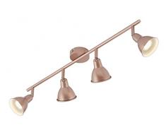 Briloner Leuchten LED Deckenleuchte, 4 dreh- & schwenkbare LED-Spots, Vintage / Retro Strahler, Decken-Lampe, Kupfer, GU10, je 3 W, 67.4 x 8.5 x 11 cm