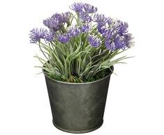 Versa 21180010 Blumentopf mit Kunstpflanze, Metall, Grün, 6 x 6 x 14 cm