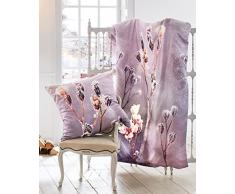 Bierbaum Satin Digitaldruck Design 5121 Bettdecke 135/200 + GröÃe Kissen 080/080 Bettwäsche, Baumwolle, Mauve, 135 x 200 cm, 2-Einheiten